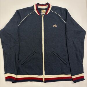 Tracksmith Federation Track Jacket Navy Blue Striped Size XL Limited Edition